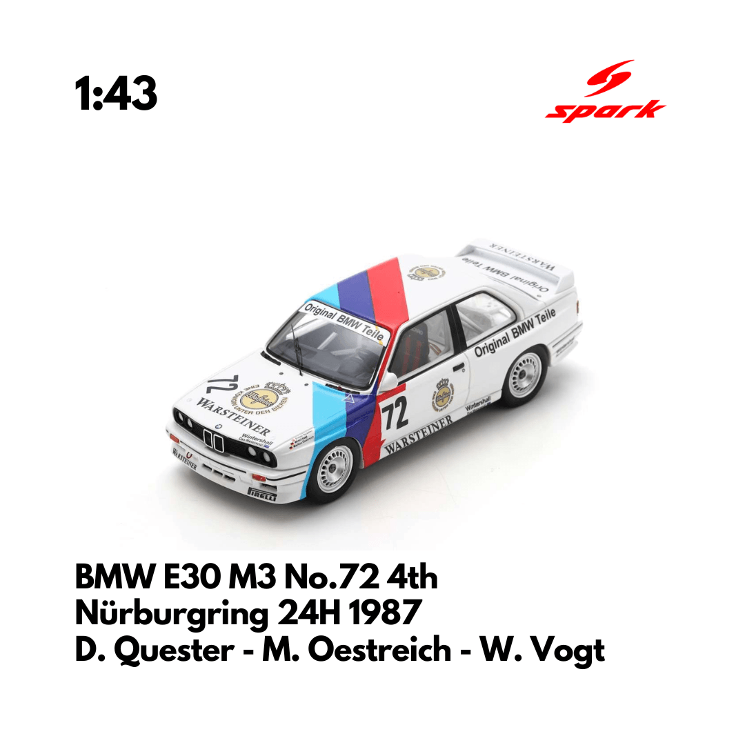 BMW E30 M3 No.72 4th Nürburgring 24H 1987 - 1:43 Spark Model Car