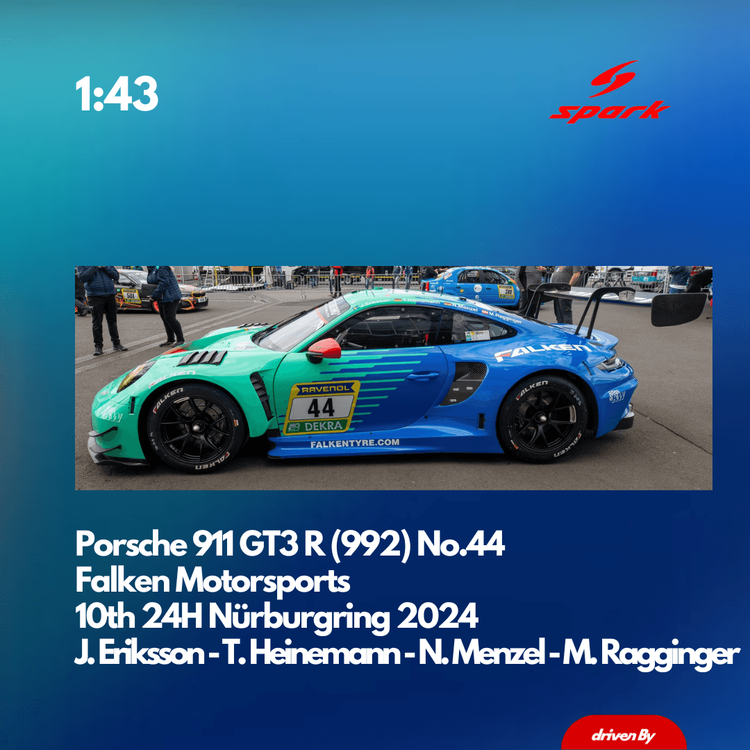 Porsche 911 GT3 R (992) No.44 Falken Motorsports 10th 24H Nürburgring 2024 - 1:43 Spark Model Car