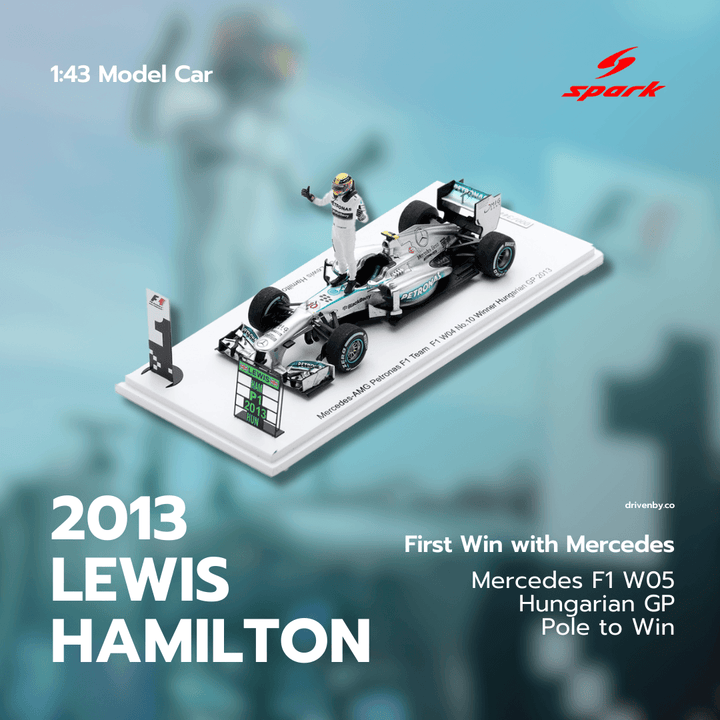 Lewis Hamilton Hungarian GP 2013  Mercedes F1 W04 1st Win with Mercedes (With Pit Board & Figurine ) Model Car - Spark Model