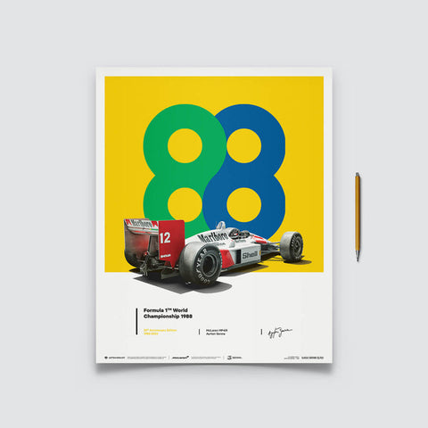 McLaren MP4/4 - Ayrton Senna - 88 - San Marino GP - 35th Anniversary - 1988 Automobilist Poster