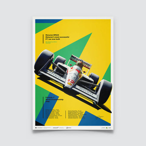 McLaren MP4/4 - Ayrton Senna - San Marino GP - 35th Anniversary - 1988 Automobilist Poster
