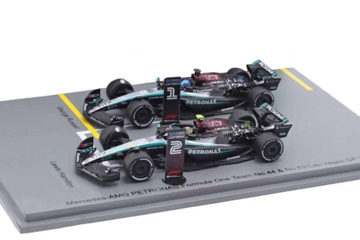 George Russell & Lewis Hamilton - Mercedes AMG F1 W15 F1 Las Vegas GP 2024 Model Car Set - Scale 1:64 Sparky