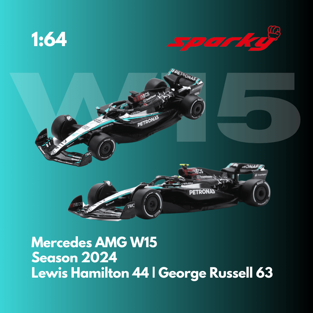 Mercedes AMG W15 - Lewis Hamilton & George Russell - 2024 Bahrain GP Model Car Scale 1:64 Sparky