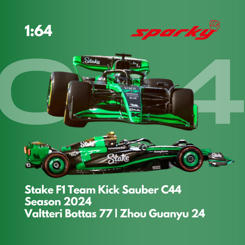 Kick Sauber C44 - Valtteri Bottas & Zhou GuanYu - 2024 F1 Season Model Car Scale 1/64 Sparky