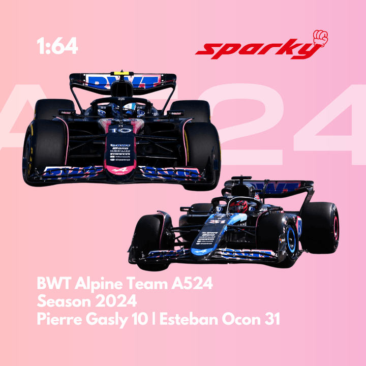 Alpine A524 - Pierre Gasly & Esteban Ocon - 2024 F1 Season Model Car Scale 1:64 Sparky