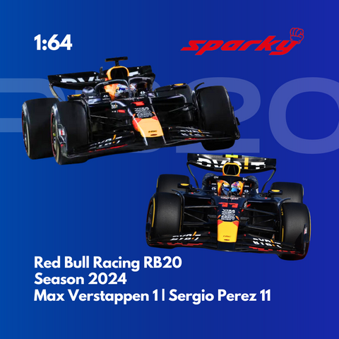 Red Bull Racing RB20 - Max Verstappen & Sergio Perez - 2024 F1 Season Model Car Scale 1/64 Sparky