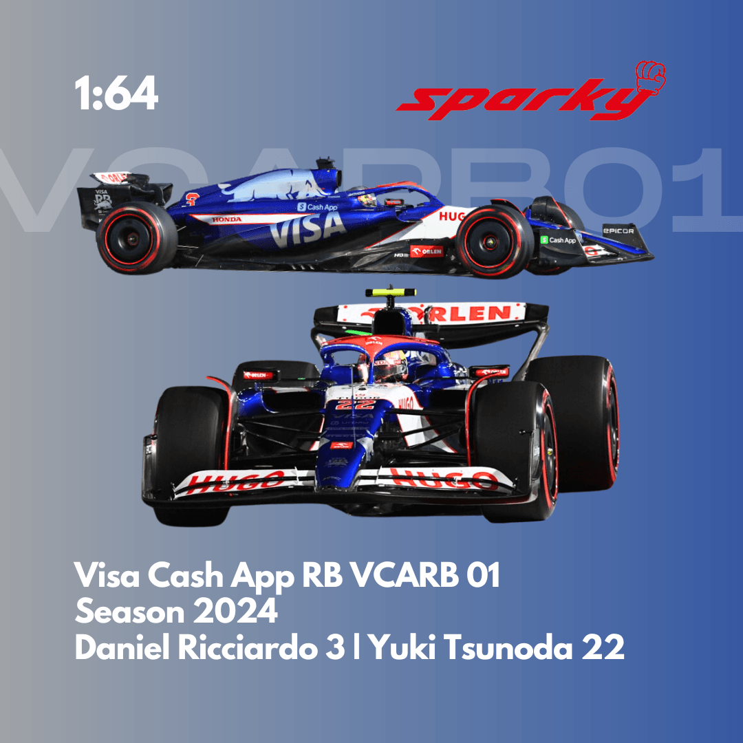 Visa Cash App RB VCARB 01 - Daniel Ricciardo & Yuki Tsunoda - 2024 F1 Season Model Car Scale 1:64 Sparky