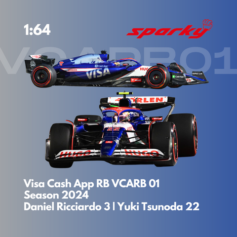 Visa Cash App RB VCARB 01 - Daniel Ricciardo & Yuki Tsunoda - 2024 F1 Season Model Car Scale 1/64 Sparky