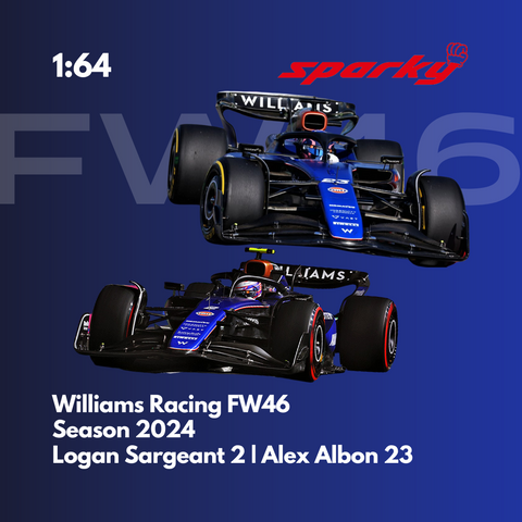 Williams Racing FW46 - Logan Sargeant & Alex Albon - 2024 F1 Season Model Car Scale 1/64 Sparky