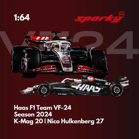 Haas F1 VF-24 - K-Mag & Hulkenberg - 2024 F1 Season Model Car Scale 1/64 Sparky