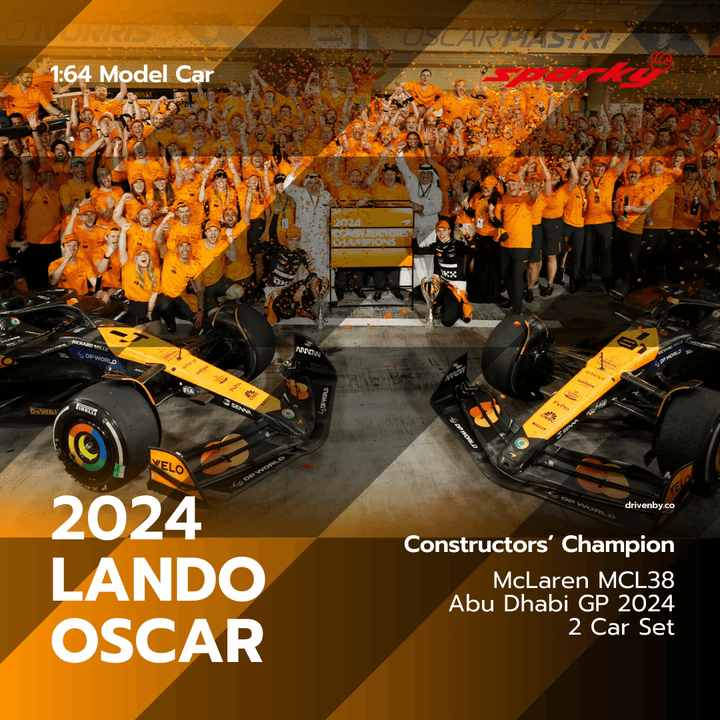 Lando Norris & Oscar Piastri Abu Dhabi GP 2024 Winner McLaren MCL38 Model Car Constructor Champion Edition - Scale 1:64 Sparky