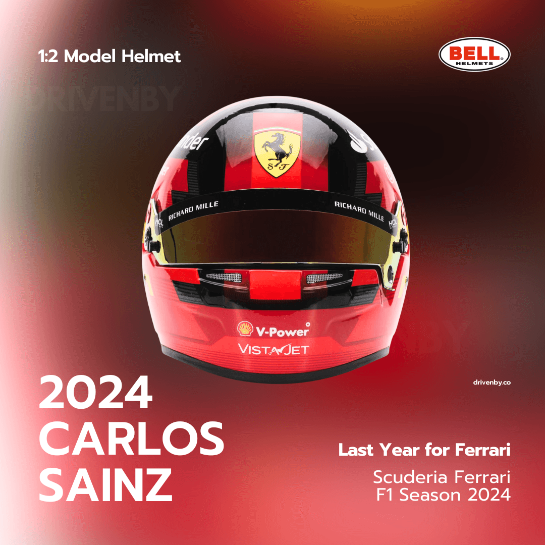 Carlos Sainz 2024 Scuderia Ferrari Helmet BELL 1:2 Mini Model Helmet