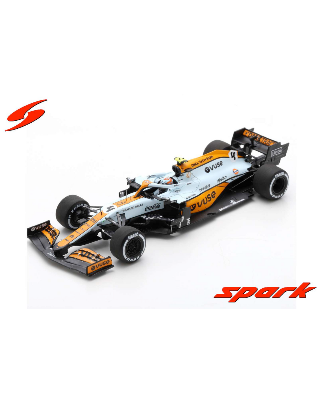 McLaren MCL35M Monaco GP Gulf Livery - Lando Norris P3 - 1/18 Spark Models with Pit Board