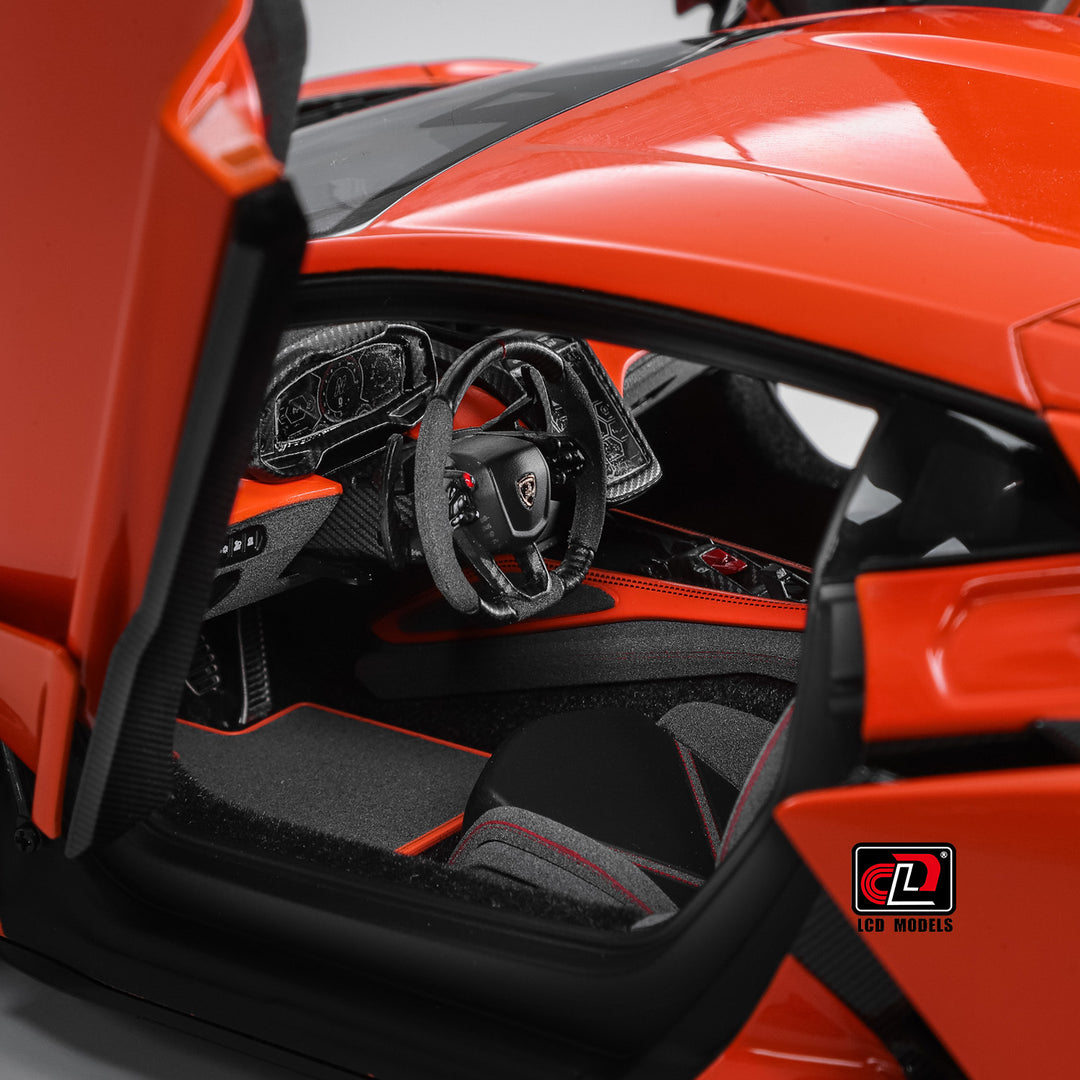 Lamborghini Revuelto Arancio Apodis Orange Diecast LCD 1:18 Model Car