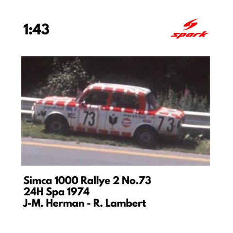 Simca 1000 Rallye 2 No.73 Marabout Racing Team - 1:43 Spark Model Car