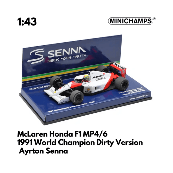 Ayrton Senna MP4/6 - F1 Season 1991 World Champion Dirty Version - Minichamps Model Car