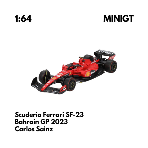 Scale 1:64 - Carlos Sainz 2023 Bahrain GP Ferrari SF23 Model Car - MINIGT