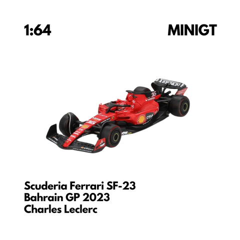 Scale 1:64 - Charles Leclerc 2023 Bahrain GP Ferrari SF23 Model Car - MINIGT