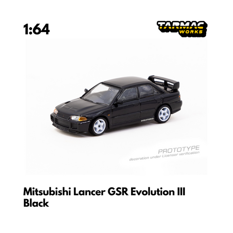 Scale 1/64 - Mitsubishi Lancer GSR Evolution III Black - Tarmac Works