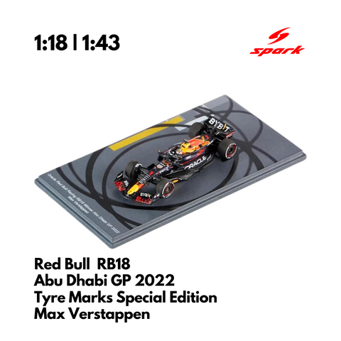 Red Bull RB18 - 2022 F1 Model Car - Abu Dhabi GP Tyres Mark Special Edition 2022 Max Verstappen - 1:43/1:18 - Spark Model