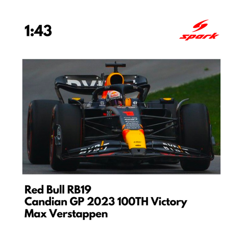 Red Bull Racing RB19 - Winner Canadian GP 2023 - Red Bull 100th Victories - Max Verstappen with Pit Board- Spark Model