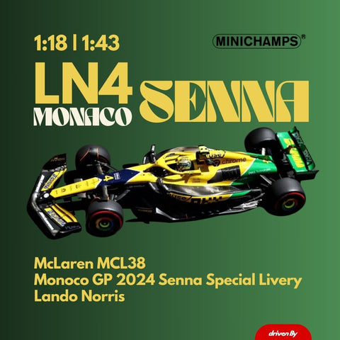 Lando Norris McLaren MCL38 - Monaco GP 2024 Senna Livery Model Car - Minichamps