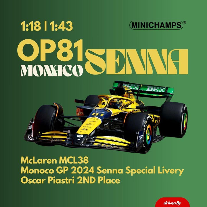 Oscar Piastri McLaren MCL38 - Monaco GP 2024 2ND Senna Livery Model Car - Minichamps