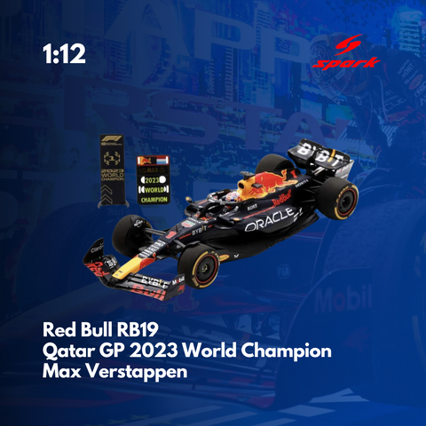 Scale 1:12 | Red Bull RB19 - Qatar GP 2023 World Champion Max Verstappen - Model Car with pit board - SPARK MODEL