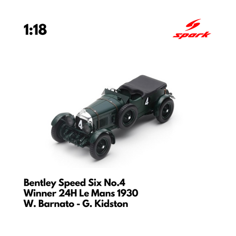 Bentley Speed Six No.4 Winner 24H Le Mans 1930  - 1/18 Heritage Spark Model Car