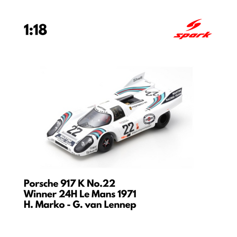 Porsche 917 K No.22 Winner 24H Le Mans 1971  - 1/18 Heritage Spark Model Car