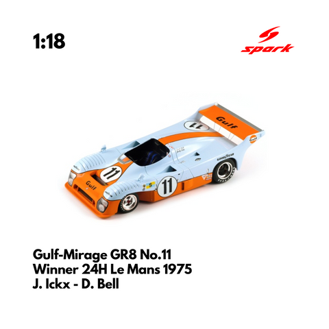 Gulf-Mirage GR8 No.11 Winner 24H Le Mans 1975  - 1/18 Heritage Spark Model Car