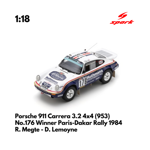 Porsche 911 Carrera 3.2 4x4 (953) No.176 Winner Paris-Dakar Rally 1984 - 1/18 Heritage Spark Model Car