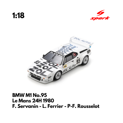 BMW M1 No.95 Le Mans 24H 1980 - 1/18 Heritage Spark Model Car