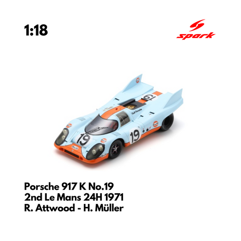 Porsche 917 K No.19 2nd Le Mans 24H 1971 - 1/18 Heritage Spark Model Car