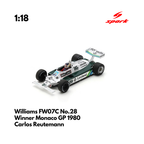 Williams FW07C No.28 Winner Monaco GP 1980 - 1/18 Heritage Spark Model Car