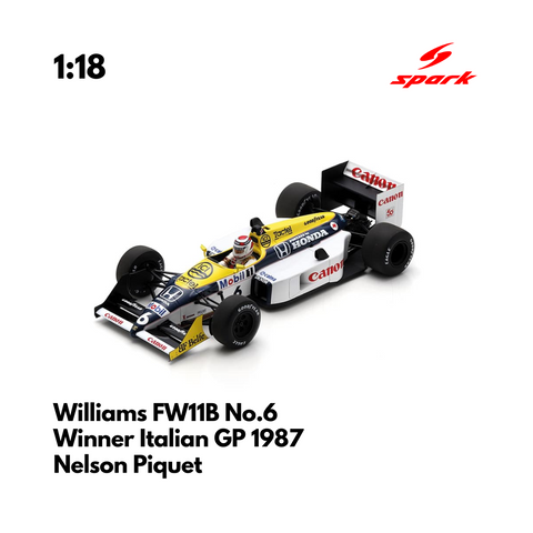 Williams FW11B No.6 Winner Italian GP 1987 - Nelson Piquet - 1:18 Spark Model Car