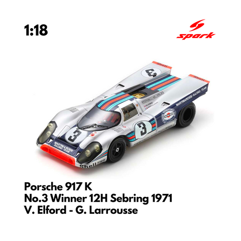 Porsche 917 K No.3 Winner 12H Sebring 1971 - 1:18 Spark Model Car