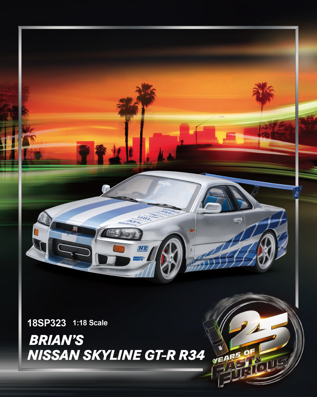 Nissan GT-R R34 Fast and Furious - Spark 1:18 Model Car