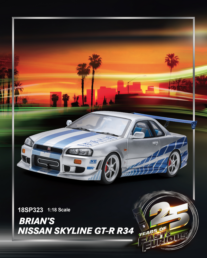 Nissan GT-R R34 Fast and Furious - Spark 1:18 Model Car