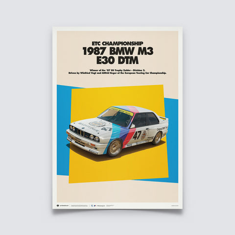 1987 BMW E30 M3 DTM BMW Art Car Series Poster