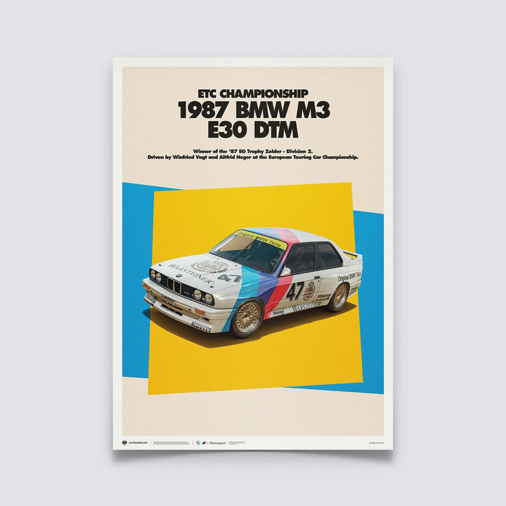 1987 BMW E30 M3 DTM BMW Art Car Series Poster