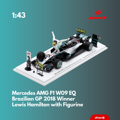 Lewis Hamilton Mercedes AMG W09 - Brazilian GP 2018 Limited Edition Model Car with Figurine - Spark Model