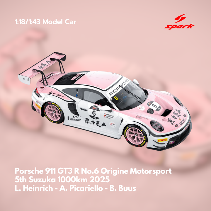 Porsche 911 GT3 R No.6 Origine Motorsport 5th Suzuka 1000km 2025 - Spark Model Car