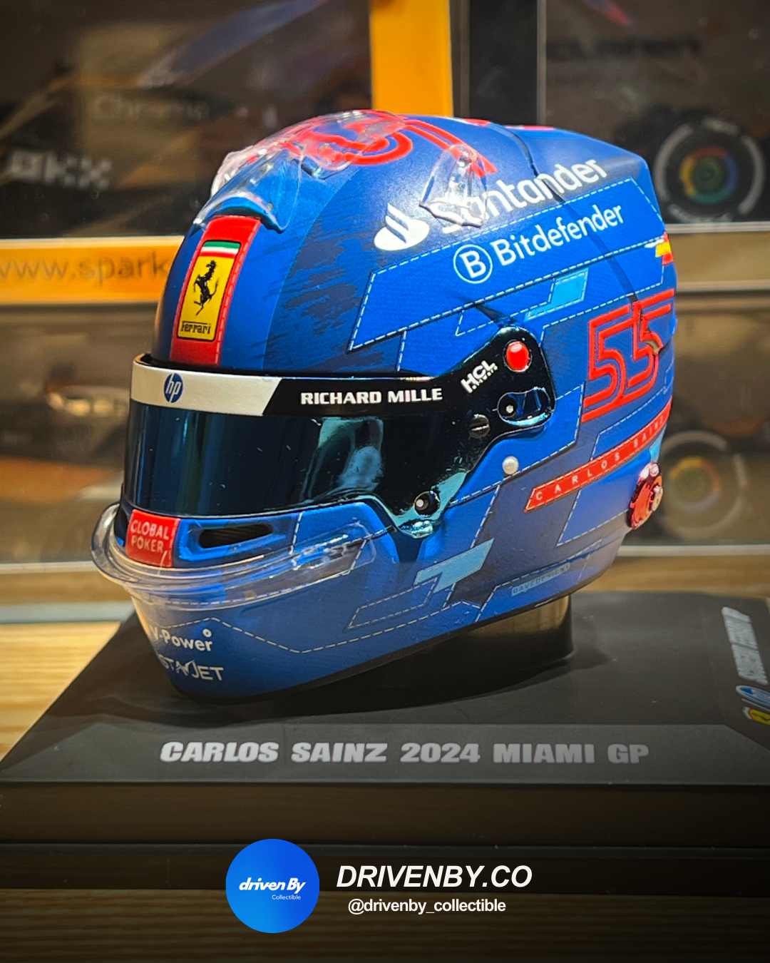 Carlos Sainz - Scuderia Ferrari Miami GP 2024 Helmet - 1:5 Scale Looksmart Mini Helmet