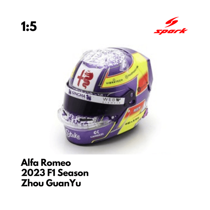 Alfa Romeo F1 1/5 Proportion Mini Helmet Zhou GuanYu 2023 F1 Season