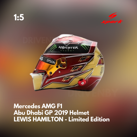 Lewis Hamilton - Mercedes AMG F1 Abu Dhabi 2019 Helmet Special Edition 6x World Champion - 1/5 Proportion Spark Mini Helmet