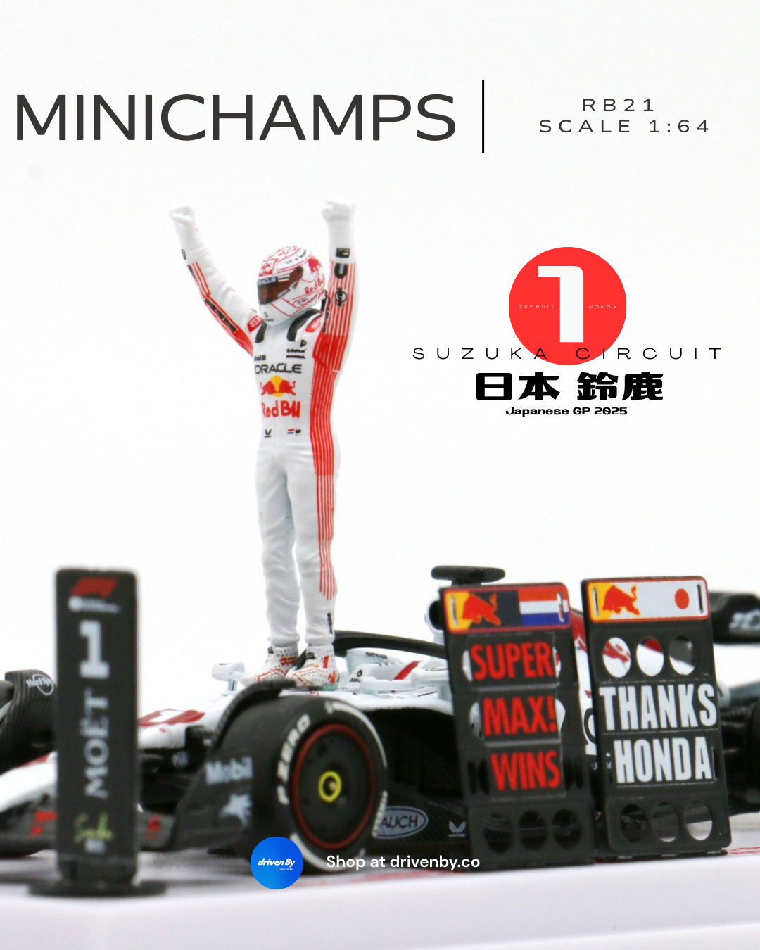 Max Verstappen Red Bull RB21 Japan GP 2025 Winner Special Livery Special Edition- 1:64 Minichamps Model Car