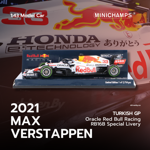 Max Verstappen - 2021 Red Bull Racing Honda RB16B Turkish GP Special Livery 33 1:43 Minichamps Model Car
