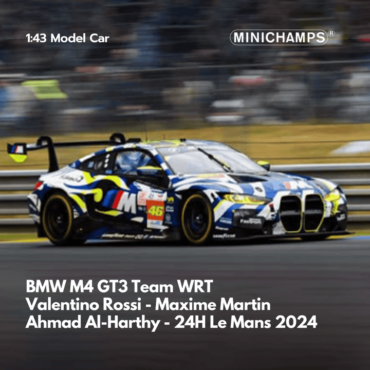BMW M4 GT3 Team WRT  Valentino Rossi - Maxime Martin  Ahmad Al-Harthy - 24H Le Mans 2024  1:43 - Minichamps Model Car