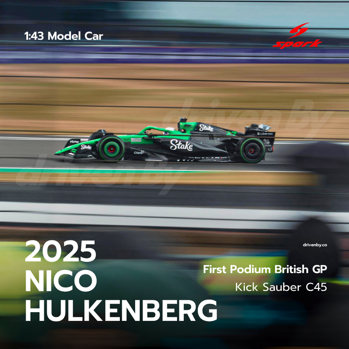 Nico Hulkenberg – British GP 2025 Career First Podium Stake F1 Team Kick Sauber C45 Model Car - Spark Model